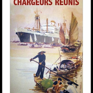 BATEAU CHARGEURS RéUNIS 1 - POSTER HQ 40x60cm d'une AFFICHE VINTAGE