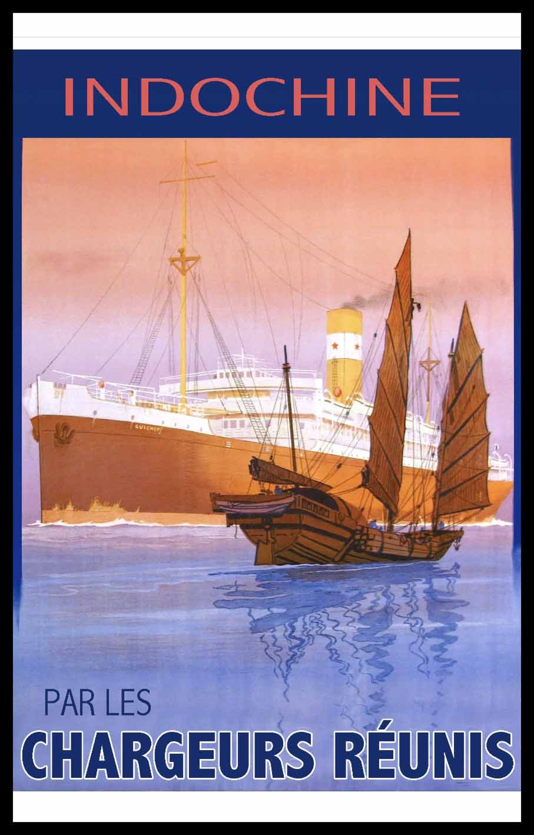 Vintage Cruise Ship Poster Chargeurs Réunis - France