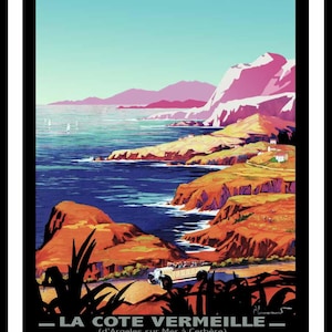 poster poster france new aquitaine pyrenees vermilion coast