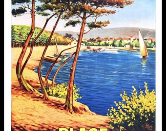 Póster cartel Francia Provenza Costa Azul Alpes llevar la rueca