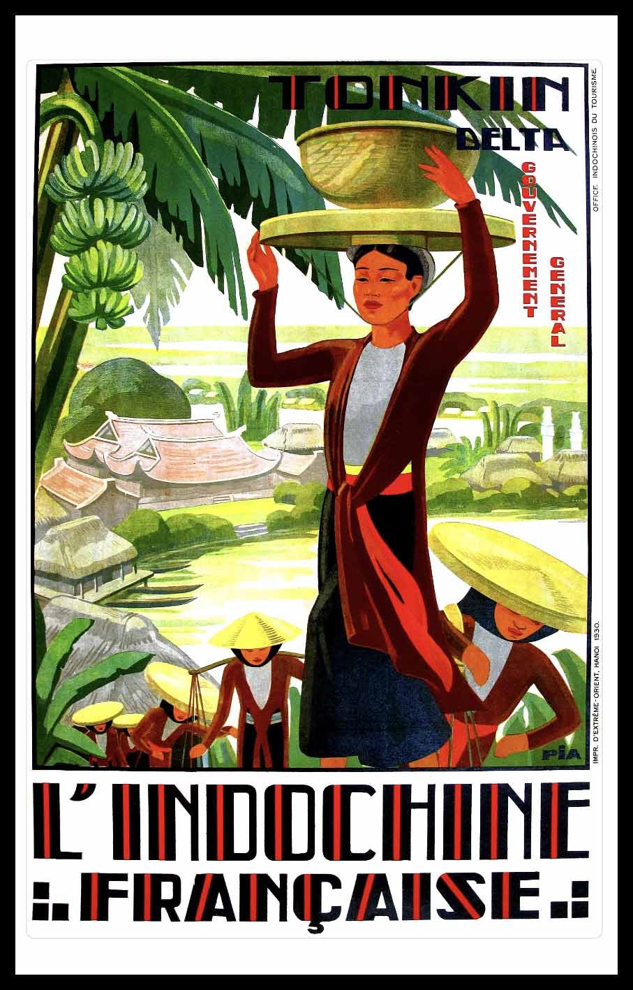 INDOCHINE ARTS DéCO Rijl - POSTER HQ 40x60cm d'une AFFICHE VINTAGE