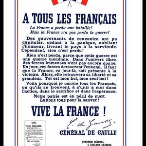 poster poster oproep 18 juni de Gaulle