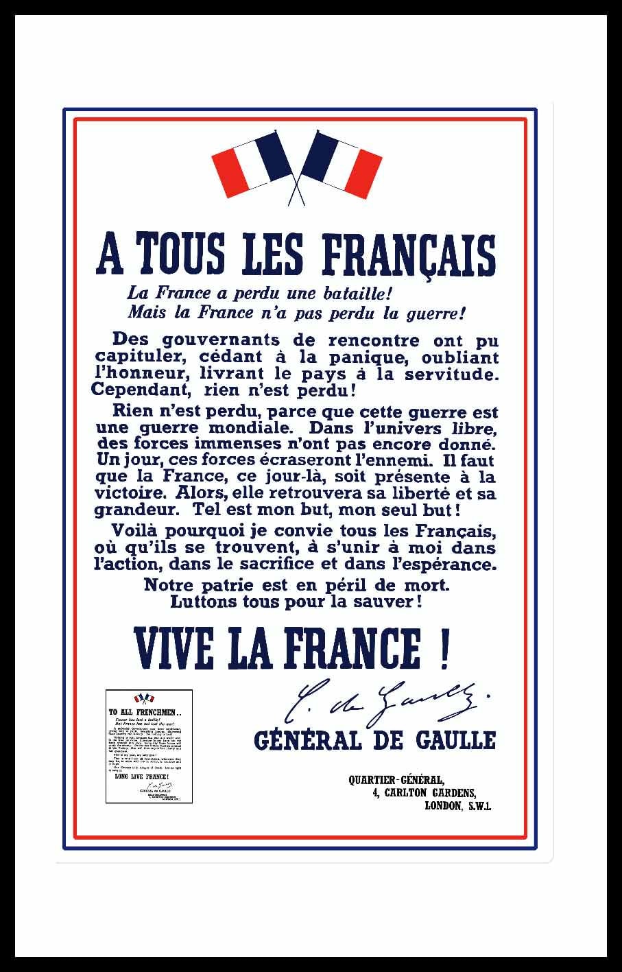 poster appeal June 18 de Gaulle