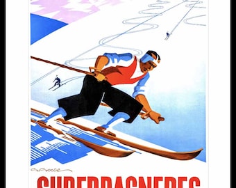 Poster Ski Frankreich Luchon Superbagneres