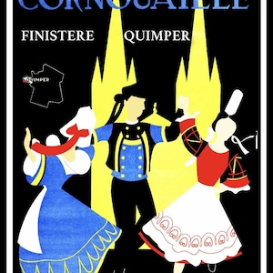 cartaz cartaz bretanha Cornualha quimper 1953 Finistère