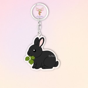 Black Netherland Dwarf Rabbit Acrylic Keychain, Cute Cartoon Bunny Charm, Pet Lover Gift, Small Animal Accessories, Pet Keepsake, Bag Charm