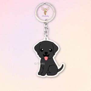 Black Labrador Retriever Acrylic Keychain, Cute Cartoon Dog Charm, Pet Lover Gift, Dog Mom Accessories, Pet Memorial Keepsake, Keyring