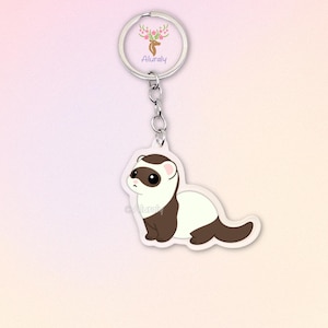 Frettchen Acryl Schlüsselanhänger, Süßer Cartoon Frettchen Anhänger, Geschenk für Tierliebhaber, Raubtier Zubehör, Gedenkgeschenk