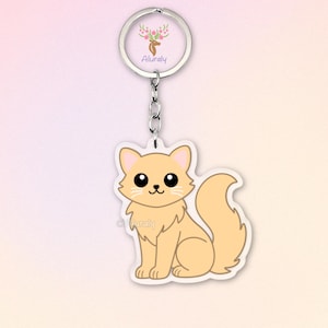 Creme Britisch Langhaar Katze Acryl Schlüsselanhänger, Niedlicher Cartoon Katzen Anhänger, Geschenk für Tierliebhaber und Katzen-Fans