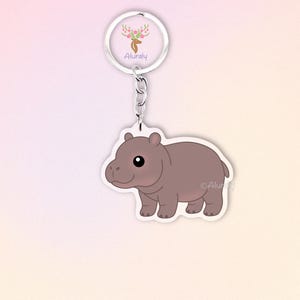 Hippo Acrylic Keychain, Cute Cartoon Animal Pendant, Wild Animal Lover Gift, Safari Accessory, Bag Charm Keyring, Hippo Lover Gift