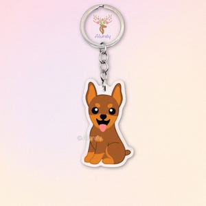 Cropped Red & Rust Doberman Dog Acrylic Keychain, Cute Cartoon Dog Charm, Pet Lover Gift, Dog Mom Accessories, Pet Keepsake, Bag Charm