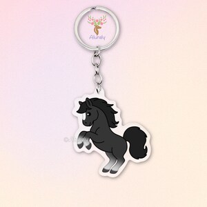 Black Horse with Blaze Acrylic Keychain, Cute Cartoon Horse Charm, Equestrian Gift, Horse Lover Accessories, Pet Loss Keepsake, Bag Charm