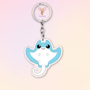 Manta Ray Acrylic Keychain, Cute Cartoon Ocean Charm, Gift for Marine Life fans and Ocean lovers, Marine accessory, Bag Charm Keyring