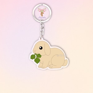 Tan Holland Lop Rabbit Acrylic Keychain, Cute Cartoon Bunny Charm, Pet Lover Gift, Small Animal Accessories, Pet Memorial Keepsake