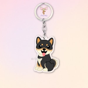 Black & Tan Shiba Inu Dog Acrylic Keychain, Cute Cartoon Dog Charm, Pet Lover Gift, Dog Mom Accessories, Pet Memorial Keepsake, Bag Charm