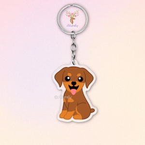 Red & Rust Doberman Dog with Cropped Tail Acrylic Keychain, Cute Cartoon Dog Charm, Pet Lover Gift, Dog Mom Accessories, Pet Keepsake