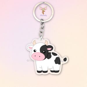Milchkuh Acryl Schlüsselanhänger, Süßer Cartoon Kuh Anhänger, Geschenk für Tierliebhaber, Bauernhof Accessoire, Gedenkgeschenk