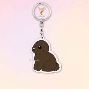 Chocolate Zwergwidder Kaninchen Acryl Schlüsselanhänger, Cartoon Hase Anhänger, Tierliebhaber Geschenk, Kleintier Accessoire, Gedenkgeschenk