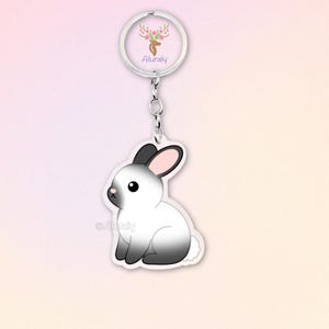 Sable Farbenzwerg Kaninchen Acryl Schlüsselanhänger, Cartoon Hase Anhänger, Tierliebhaber Geschenk, Kleintier Accessoire, Gedenkgeschenk
