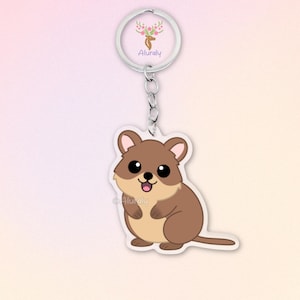 Quokka Acryl Schlüsselanhänger, Niedlicher Cartoon Quokka Anhänger, Geschenk für Tierliebhaber und Quokka-Fans, Beuteltier Accessoire