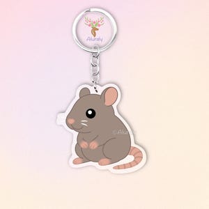 Rat Acrylic Keychain, Cute Cartoon Hamster Charm, Pet Lovers Gift, Rodent Accessory, Pet Loss Memorial, Bag Charm Keyring