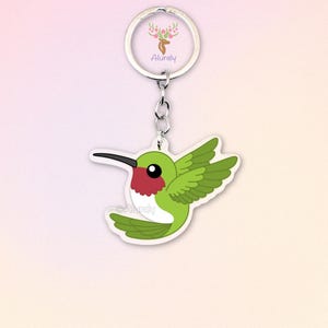 Kolibri Acryl Schlüsselanhänger, Süßer Cartoon Vogel Anhänger, Geschenk für Vogelliebhaber, Vogel Zubehör, Wildtier