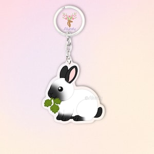Sable Point Netherland Dwarf Rabbit Acrylic Keychain, Cute Cartoon Bunny Charm, Pet Lover Gift, Small Animal Accessories, Pet Memorial