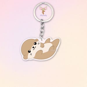 Seeotter Acryl Schlüsselanhänger, Süßer Cartoon Otter Anhänger, Geschenk für Tierliebhaber, Raubtier Accessoire, Taschenanhänger