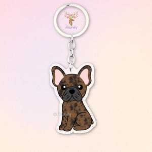 Brindle French Bulldog Acrylic Keychain, Cute Cartoon Dog Charm, Pet Lover Gift, Dog Mom Accessories, Pet Memorial Keepsake, Bag Charm