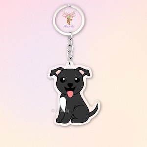 Black American Pitbull Terrier Dog Acrylic Keychain, Cute Cartoon Dog Charm, Pet Lover Gift, Dog Mom Accessories, Pet Keepsake, Bag Charm