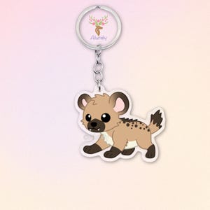 Tüpfelhyäne Acryl Schlüsselanhänger, Süßer Cartoon Hyänen Anhänger, Geschenk für Tierliebhaber, Raubtier Accessoires, Safari Andenken