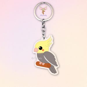 Nymphensittich Acryl Schlüsselanhänger, Süßer Cartoon Vogel Anhänger, Geschenk für Tierliebhaber, Papagei Zubehör, Gedenkgeschenk