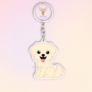 Cream Golden Retriever Acrylic Keychain, Cute Cartoon Dog Charm, Pet Lover Gift, Dog Mom Accessories, Pet Memorial Keepsake, Bag Charm