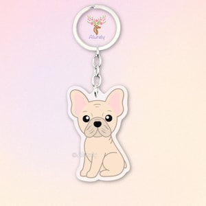 Cream French Bulldog Acrylic Keychain, Cute Cartoon Dog Charm, Pet Lover Gift, Dog Mom Accessories, Pet Memorial Keepsake, Bag Charm
