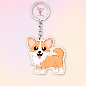 Welsh Corgi Cardigan Acrylic Keychain, Cute Cartoon Dog Charm, Pet Lover Gift, Dog Mom Accessories, Pet Memorial Keepsake, Bag Charm Keyring