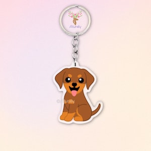 Red & Rust Doberman Dog Acrylic Keychain, Cute Cartoon Dog Charm, Pet Lover Gift, Dog Mom Accessories, Pet Memorial Keepsake, Bag Charm