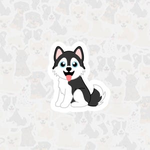 Sibirischer Husky Vinyl Sticker, Wasserfester Hunde Aufkleber, Niedlicher Husky Cartoon Sticker, Andenken an Haustier
