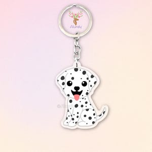 Dalmatian Dog Acrylic Keychain, Cute Cartoon Dog Charm, Pet Lover Gift, Dog Mom Accessories, Pet Memorial Keepsake, Bag Charm Keyring