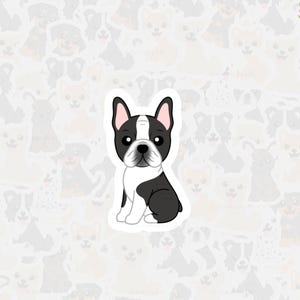 Boston Terrier Vinyl Sticker, Waterproof Dog Sticker, Cute Boston Terrier Cartoon Sticker, Pet Loss Memorial Keepsake, Gift for Doglovers