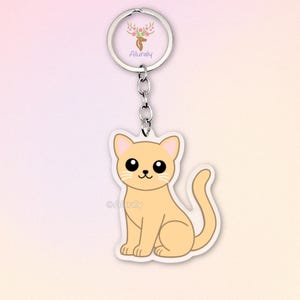 Creme Britisch Kurzhaar Katze Acryl Schlüsselanhänger, Niedlicher Cartoon Katzen Anhänger, Geschenk für Tierliebhaber und Katzen-Fans