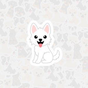 Weißer Schweizer Schäferhund Vinyl Sticker, Wasserfester Hunde Aufkleber, Niedlicher Schäferhund Cartoon Sticker, Andenken an Haustier