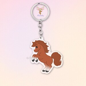 Chestnut Horse Acrylic Keychain, Cute Cartoon Horse Charm, Equestrian Gift, Horse Lover Accessories, Pet Loss Keepsake, Bag Charm Keyring