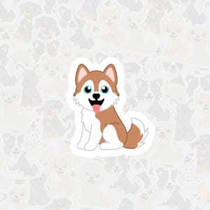 Roter Sibirischer Husky Vinyl Sticker, Wasserfester Hunde Aufkleber, Niedlicher Husky Cartoon Sticker, Andenken an Haustier