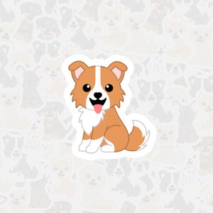 Roter Border Collie Vinyl Sticker, Wasserfester Hunde Aufkleber, Niedlicher Collie Cartoon Sticker, Andenken an Haustier