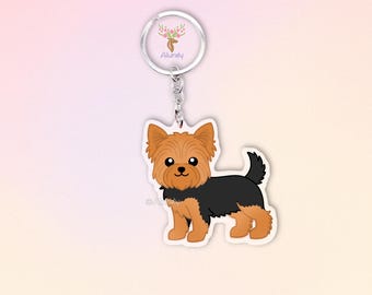 Yorkshire Terrier Dog Acrylic Keychain, Cute Cartoon Dog Charm, Pet Lover Gift, Dog Mom Accessories, Pet Keepsake, Bag Charm, Dog Breed Art