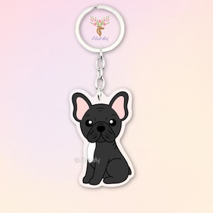 Black French Bulldog Acrylic Keychain, Cute Cartoon Dog Charm, Pet Lover Gift, Dog Mom Accessories, Pet Memorial Keepsake, Bag Charm