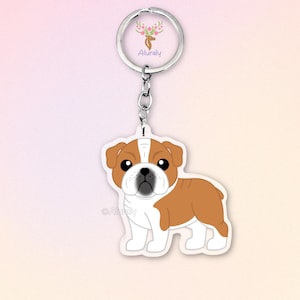 Red English Bulldog Acrylic Keychain, Cute Cartoon Dog Charm, Pet Lover Gift, Dog Mom Accessories, Pet Memorial Keepsake, Bag Charm Keyring