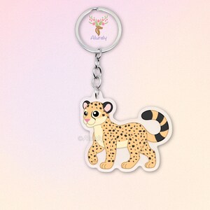 Gepard Acryl Schlüsselanhänger, Süßer Cartoon Gepard Anhänger, Geschenk für Raubkatzenliebhaber, Großkatzen Accessoires, Safari Andenken