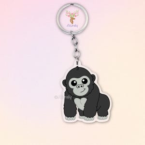 Gorilla Acryl Schlüsselanhänger, Niedlicher Cartoon Gorilla Anhänger, Geschenk für Tierliebhaber und Gorilla-Fans, Affen Accessoire