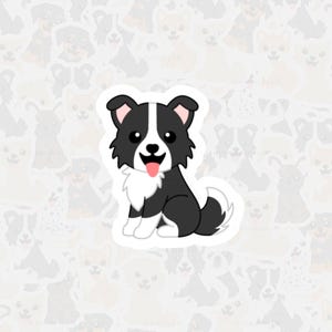 Schwarzer Border Collie Vinyl Sticker, Wasserfester Hunde Aufkleber, Niedlicher Collie Cartoon Sticker, Andenken an Haustier